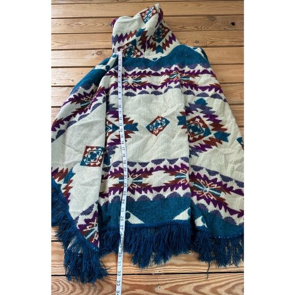 Creative Wool 100% Wool Hooded Shawl Sweater One Size White Open Front - Picture 4 of 5